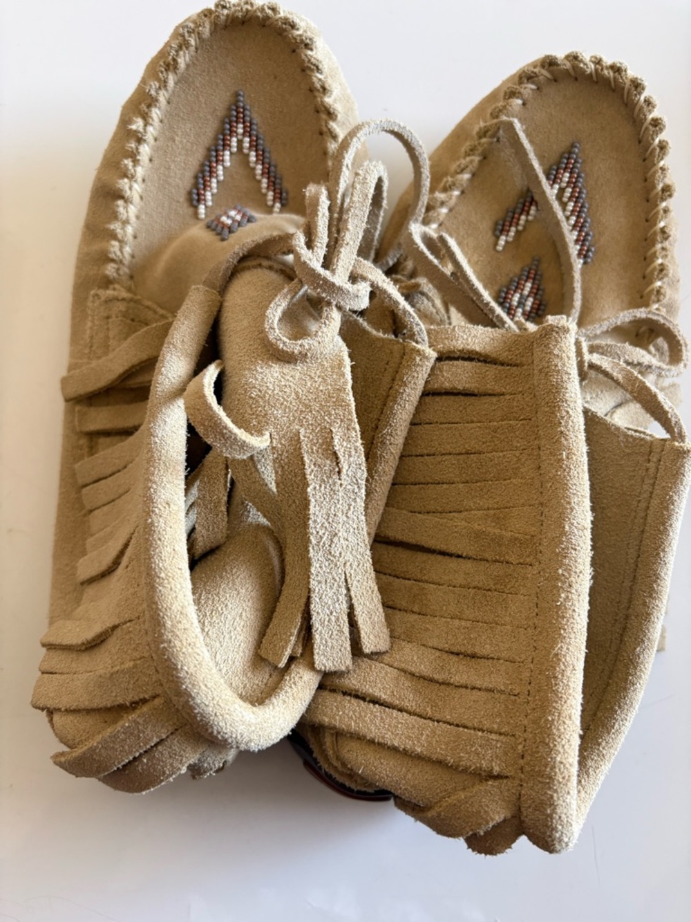 Manitobah Mukluks Suede Moccasin in Light Tan